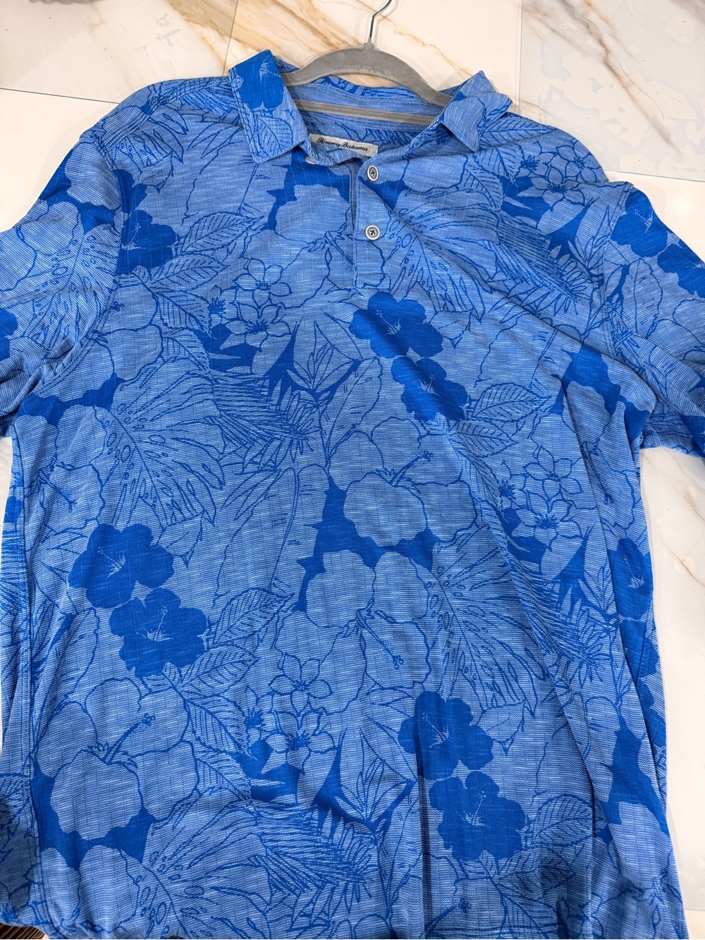 Tommy Bahama Blue Tropical Floral Polo